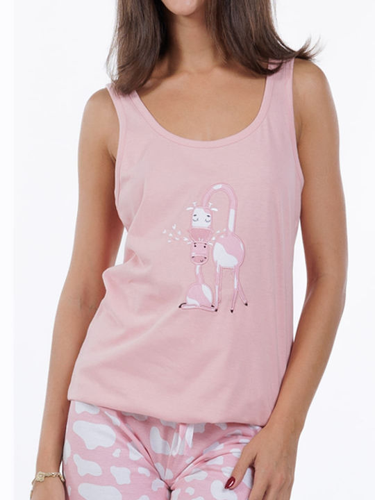 MEI Sommer Damen Pyjama-Set Pink