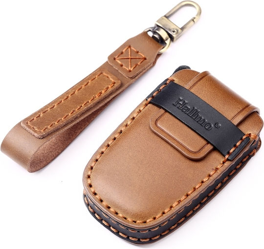 Hallmo Car Cowhide Leather Protective Key Cover Case for Hyundai 4 Buttons Black