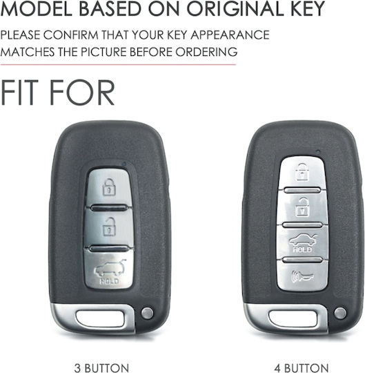 Hallmo Car Cowhide Leather Protective Key Cover Case for Hyundai 4 Buttons Black