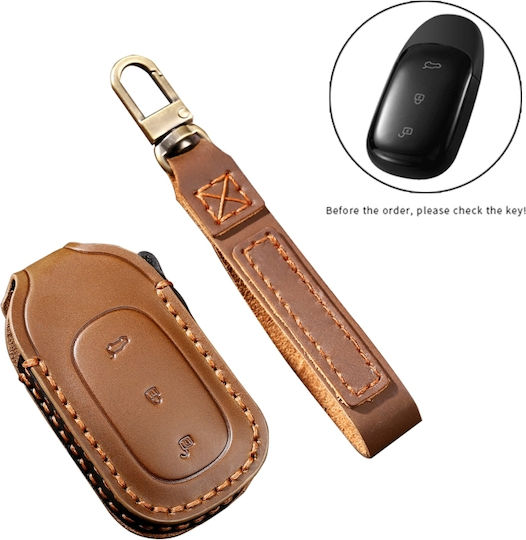 Hallmo Car Cowhide Leather Protective Key Cover Case Volvo 5 Buttons Black