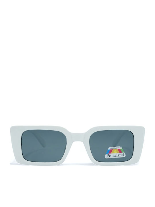 Optosquad Women's Sunglasses with White Plastic Frame and Turquoise Polarized Lens ZFW601051