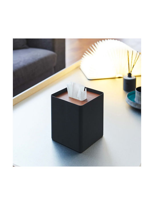 Yamazaki Metallic Tissue Holder Black 13x13x15.5cm