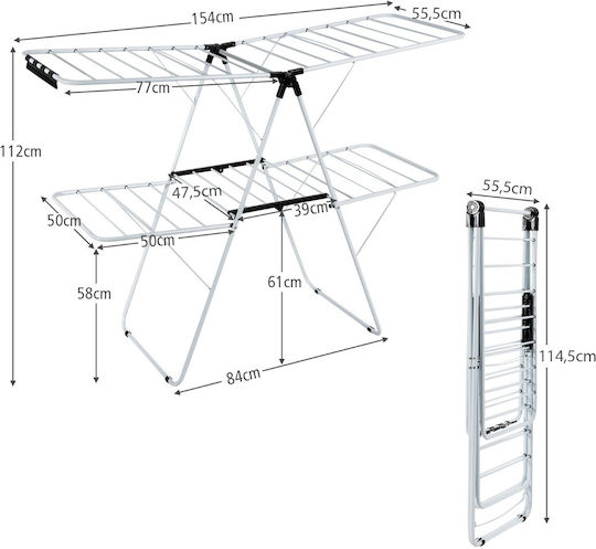 Costway Folding Floor Clothes Drying Rack 154x55.5cm