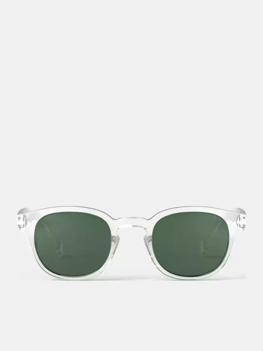 Izipizi Unisex Sunglasses with Transparent Plastic Frame and Green Polarized Lens