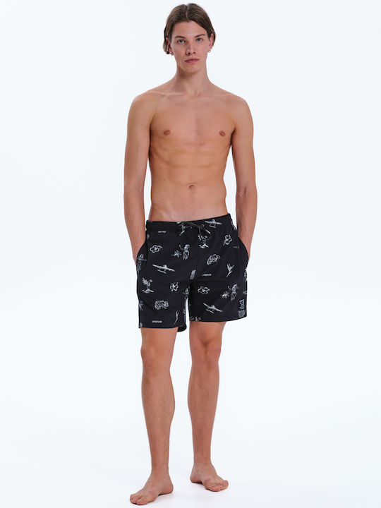 Costum De Baie Bărbați Pantaloni Scurți Negru Cu Modele