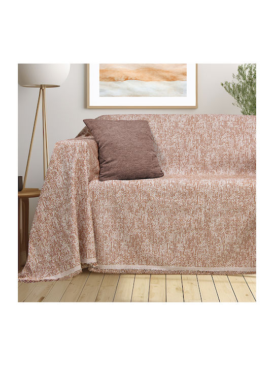 Lino Home Saphire Three-Seater Sofa Throw 2 Sides 180x300cm Terracotta