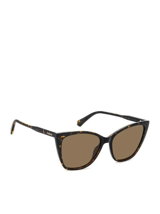 Polaroid Damen Sonnenbrille mit Braun Schildkröte Kunststoff Gestell und Braun Linse PLD4181/S 086/SP