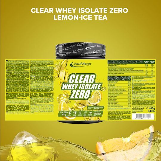 IronMaxx Clear Whey Isolate ZERO Protein Whey Lactose Free with Flavor Lemon Ice Tea 400gr
