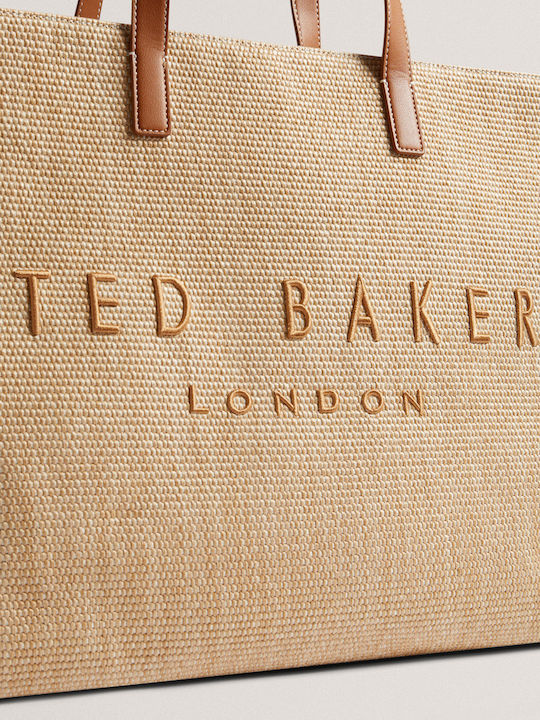 Ted Baker Large Icon Straw Women's Bag Tote Handbag Taupe 275175