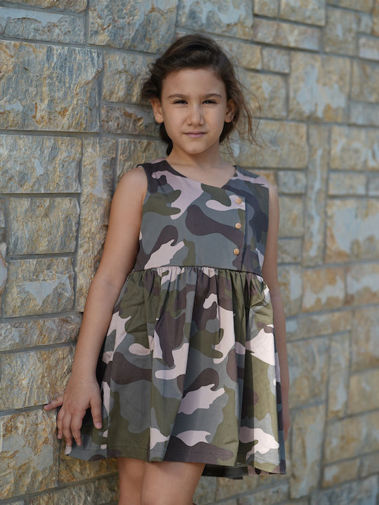 Kinderkleid Ärmellos Khaki