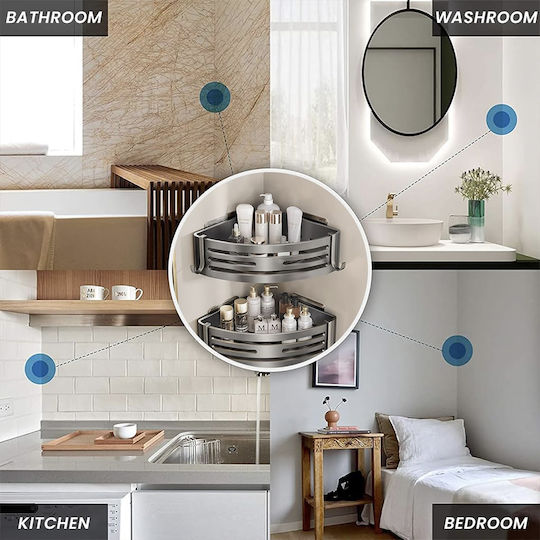 Quasar Corner Wall Mounted Bathroom Shelf Metallic 21x21x6.8cm Gray