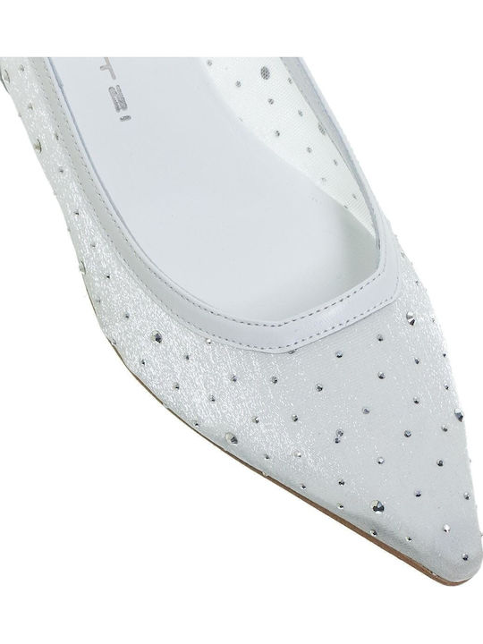 Γυναικείες Μπαλαρίνες Slingback με Λουράκι σε Λευκό Χρώμα