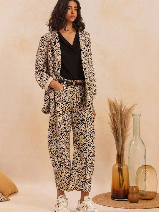 Namaste Μακρύ Γυναικείο Σακάκι Animal Print