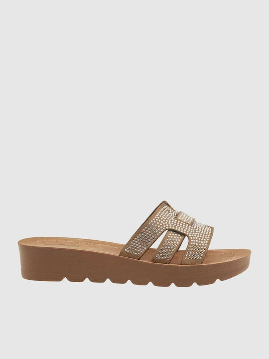 Women's Flat Sandals in Beige Color