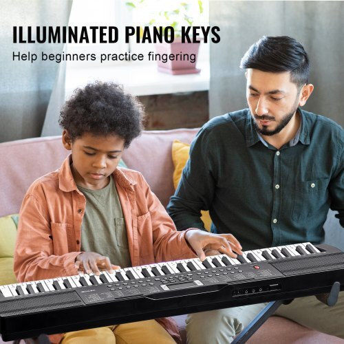 Vevor Keyboard 61JBPZSMGQ61JYYXMV9 with 61 Keys with Headphones Black
