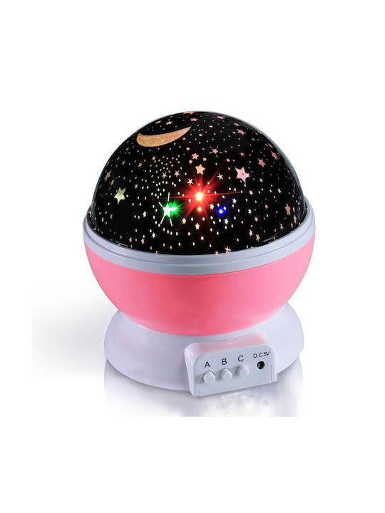 SPM Led Rotating Kids Projector Lamp with Star Projection Pink 12x12.6x14.7εκ.