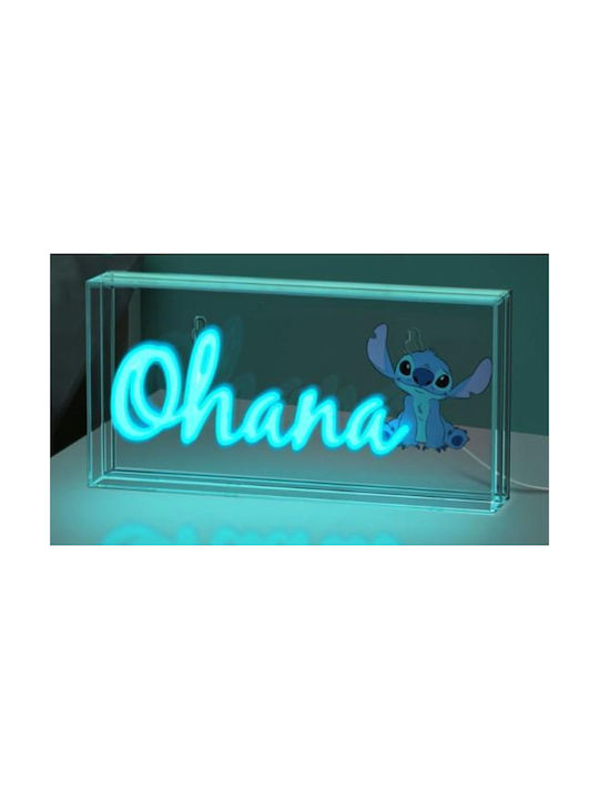 Paladone LED Kinder Tischlampe Neon Stitch Ohana Blau 30,5x15,5cm