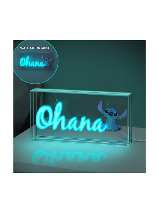 Paladone LED Kinder Tischlampe Neon Stitch Ohana Blau 30,5x15,5cm