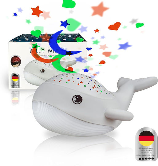 Mega Light Kids Decorative Lamp Willy Whale with Stars Projection White 14.3x17x8.9cm