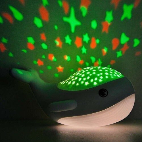 Mega Light Παιδικό Διακοσμητικό Φωτιστικό Willy Whale με Προβολή Αστεριών Λευκό 14.3x17x8.9εκ.