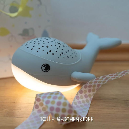 Mega Light Παιδικό Διακοσμητικό Φωτιστικό Willy Whale με Προβολή Αστεριών Λευκό 14.3x17x8.9εκ.
