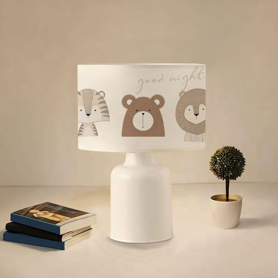 Pakketo Kinder Nachttischlampe Weiß 24x24x32εκ.