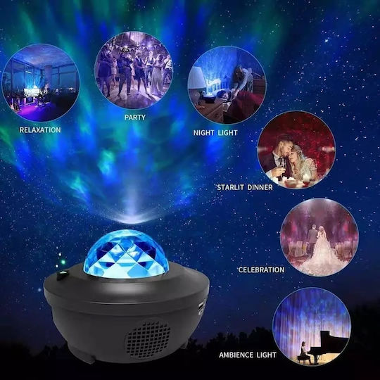 ACP Led Παιδικό Φωτιστικό Projector Μαύρο 11x11x16εκ.