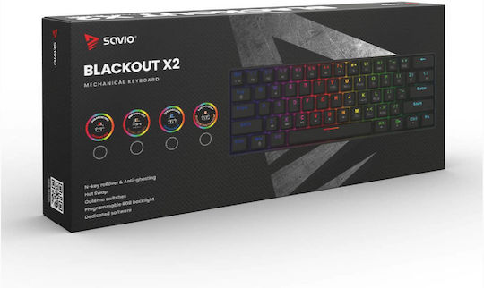 Savio Blackout X2 Gaming Mechanische Tastatur 60% mit Outemu Blau Schaltern und RGB-Beleuchtung (Englisch US)