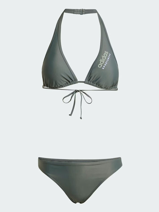 Padded Sportswear Neckholder Set Bikini με Αφαιρούμενη Ενίσχυση Γκρι