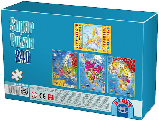 Παιδικό Puzzle Map για 3+ Ετών 240pcs D-Toys