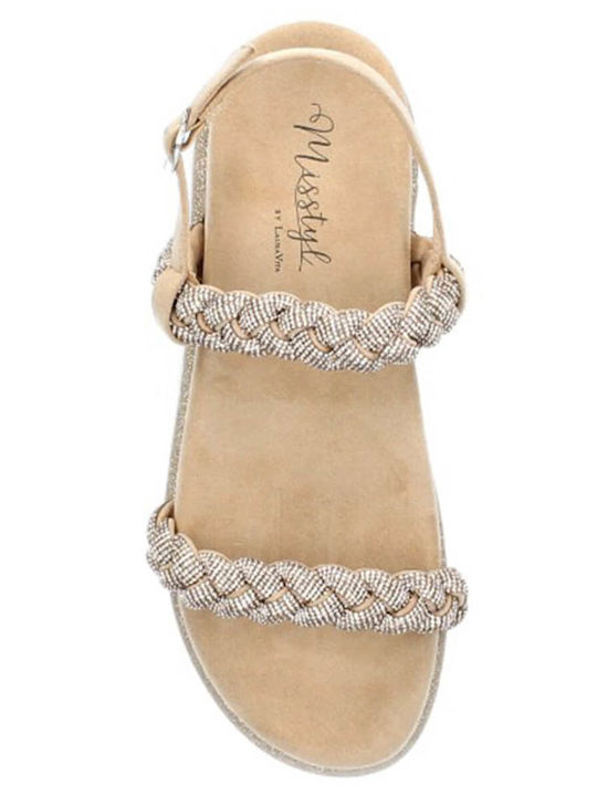 Flache Sandalen für Damen in Beige Farbe
