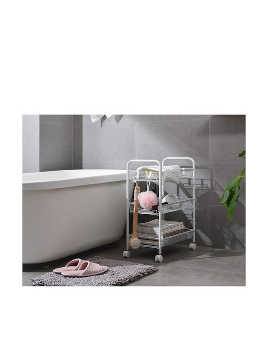 Verk Group Metallic Kitchen Trolley 3 Tiers White 44x27x64cm