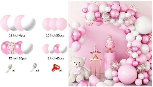 DIY Zusammensetzung 100 Latexballons Weiß Rosa 23142