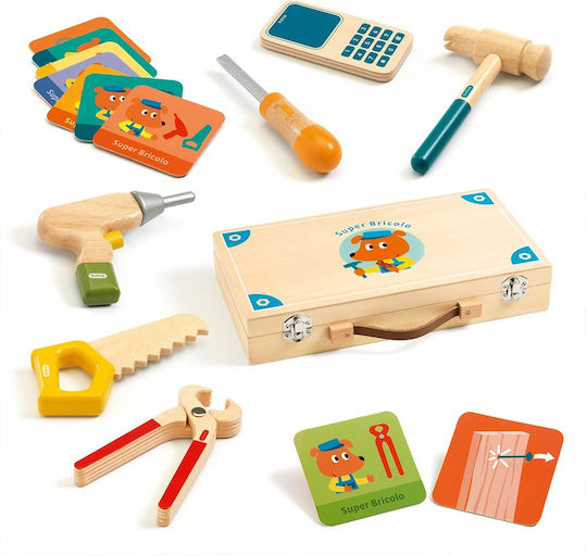Djeco Spielzeug Zum Spielen Kinder-Tools Mit Hölzernen Werkzeugen Aus Holz Für 3+ Jahre