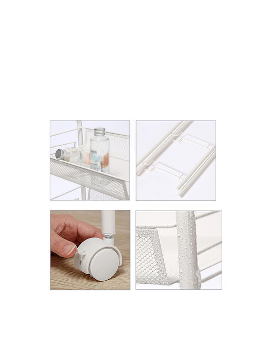 Verk Group Metallic Kitchen Trolley 3 Tiers White 44x27x64cm