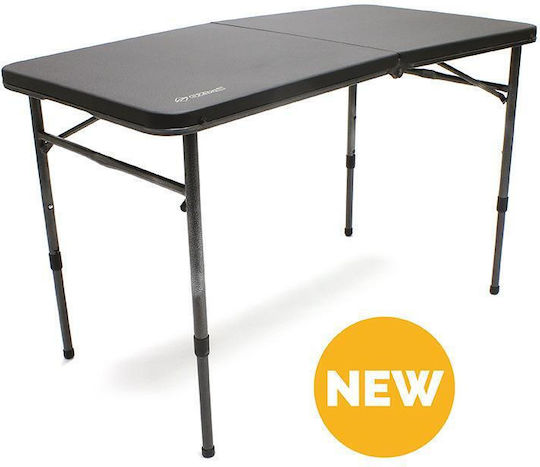 OZtrail Fold In Half Table Table Steel for Camping Foldable 102x52x52cm Gray