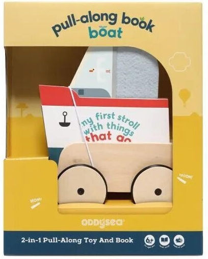 Oddy At Sea Дърпаща играчка Книга, Кораб от дърво със звуци за 6++ месеца