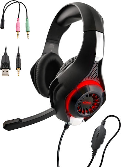 NYKO Căști Gaming Core Over Ear Cu Conectivitate 2x3,5 mm / 3,5 mm / USB Roșii Pentru Nintendo Switch / PC / PS4 / PS5 / XBOX