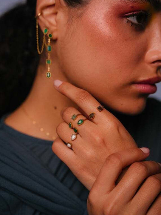 AEC Paris Damen Ring mit Steinen aus Stahl Vergoldet