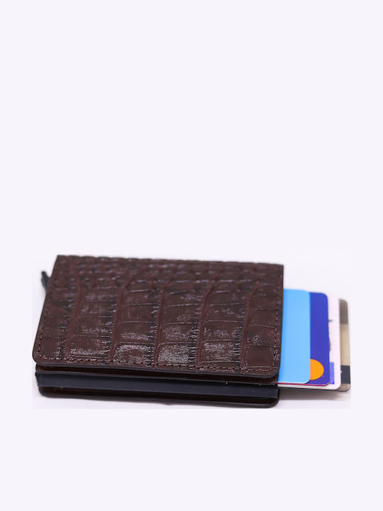 Ανδρικό Πορτοφόλι με RFID και Μηχανισμό Slide Καφέ