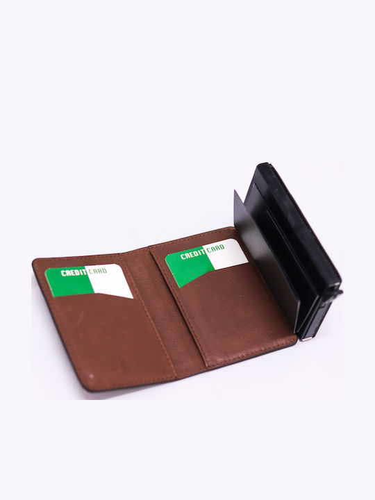 Ανδρικό Πορτοφόλι με RFID και Μηχανισμό Slide Καφέ