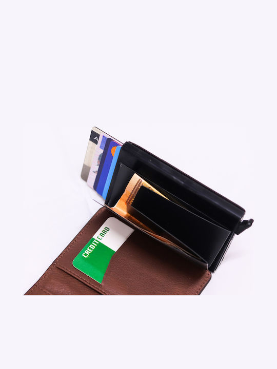 Ανδρικό Πορτοφόλι με RFID και Μηχανισμό Slide Καφέ