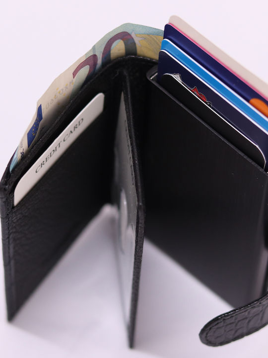 Ανδρικό Πορτοφόλι με RFID και Μηχανισμό Slide Μαύρο