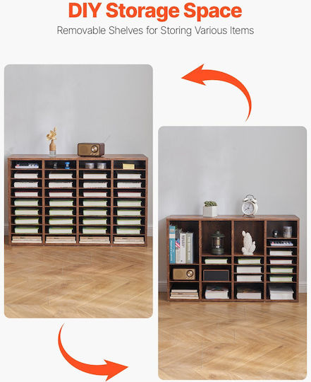 Vevor Wood Literature Organizer 36 Διαμερισμάτων Αφαιρούμενα Ράφια Σκούρο Καφέ