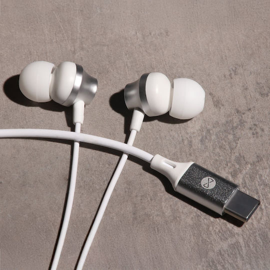 Forever Ep-02 In-ear Handsfree Ακουστικά με Βύσμα USB-C Λευκό