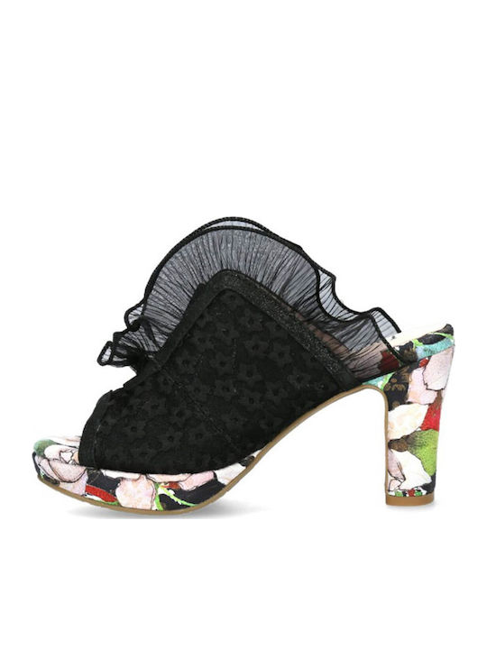 Piele Mule cu cu gleznă înaltă Toc în Culoare Negru