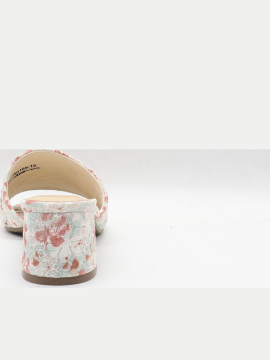 Mule cu Gros Toc Light Blue/Red