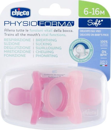 Chicco Soft Schnuller Silikon Rosa für 6-16 Monate 2Stück