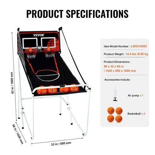 Vevor Indoor Basketball Hoop with Stand & Ball