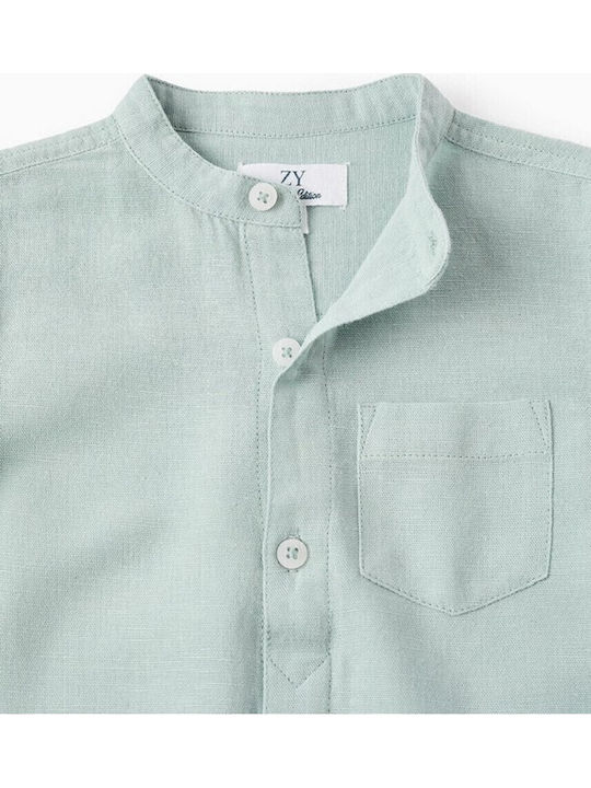 Kids Shirt Long Sleeve Linen Mint Green